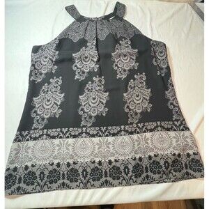 Violet + Claire Black & Gray Patterned Blouse Lightweight & Beautiful Size Large